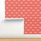 Mid Century Bright Pink Coral Retro Traditional Abstract Birds Feminine Flying Cranes Custom Pre-pasted Wallpaper by Spoonflower Pre-Pasted Wallpaper 2FT Wide
